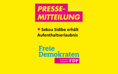 28.01.2025 FDP-Ratsfraktion ist erleichtert: Sekou Sidibe erhält Aufenthaltserlaubnis